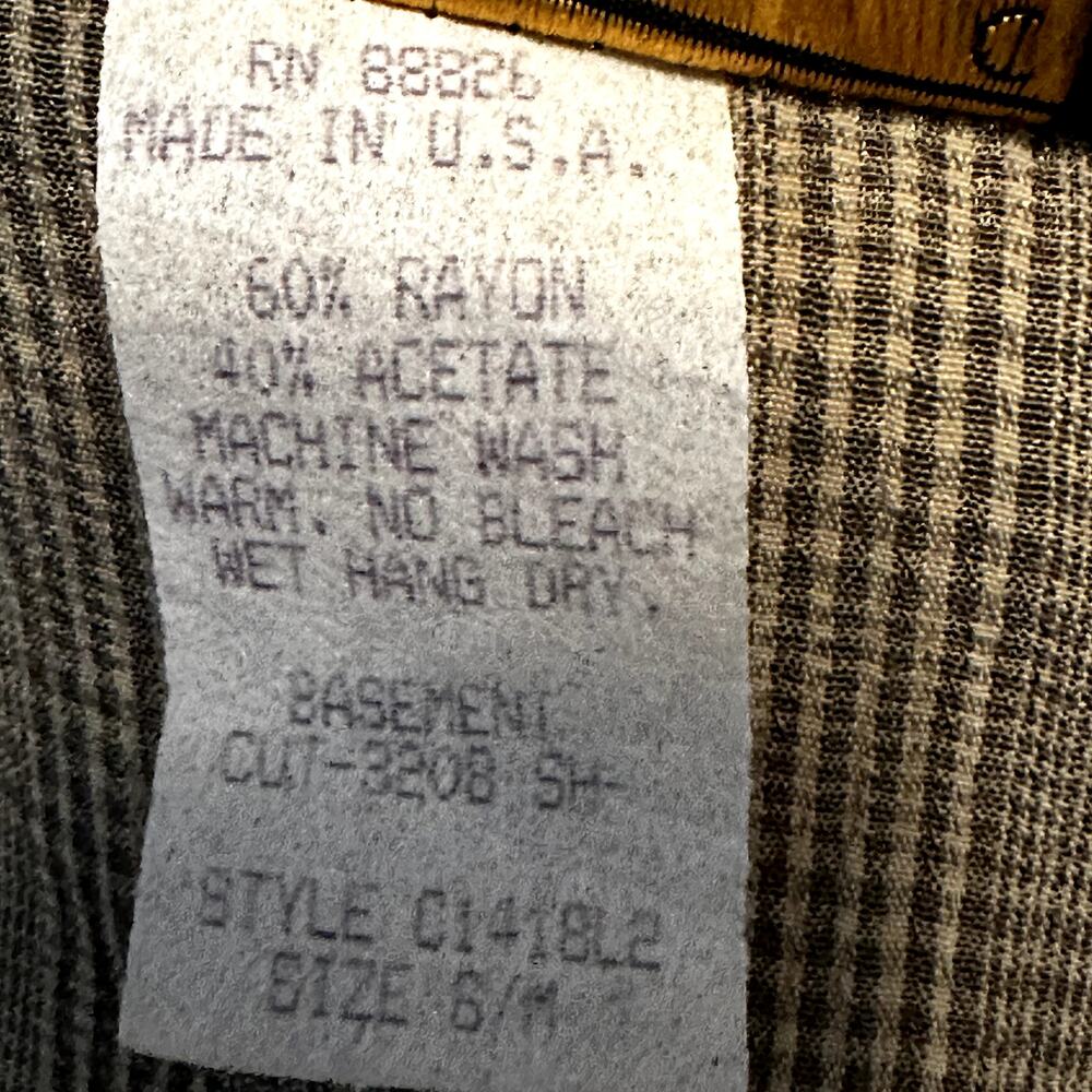 VTG Basement Midi Shift Dress 90s Made in USA Plaid Scoop Neck Black Tan S/M - Picture 4 of 5
